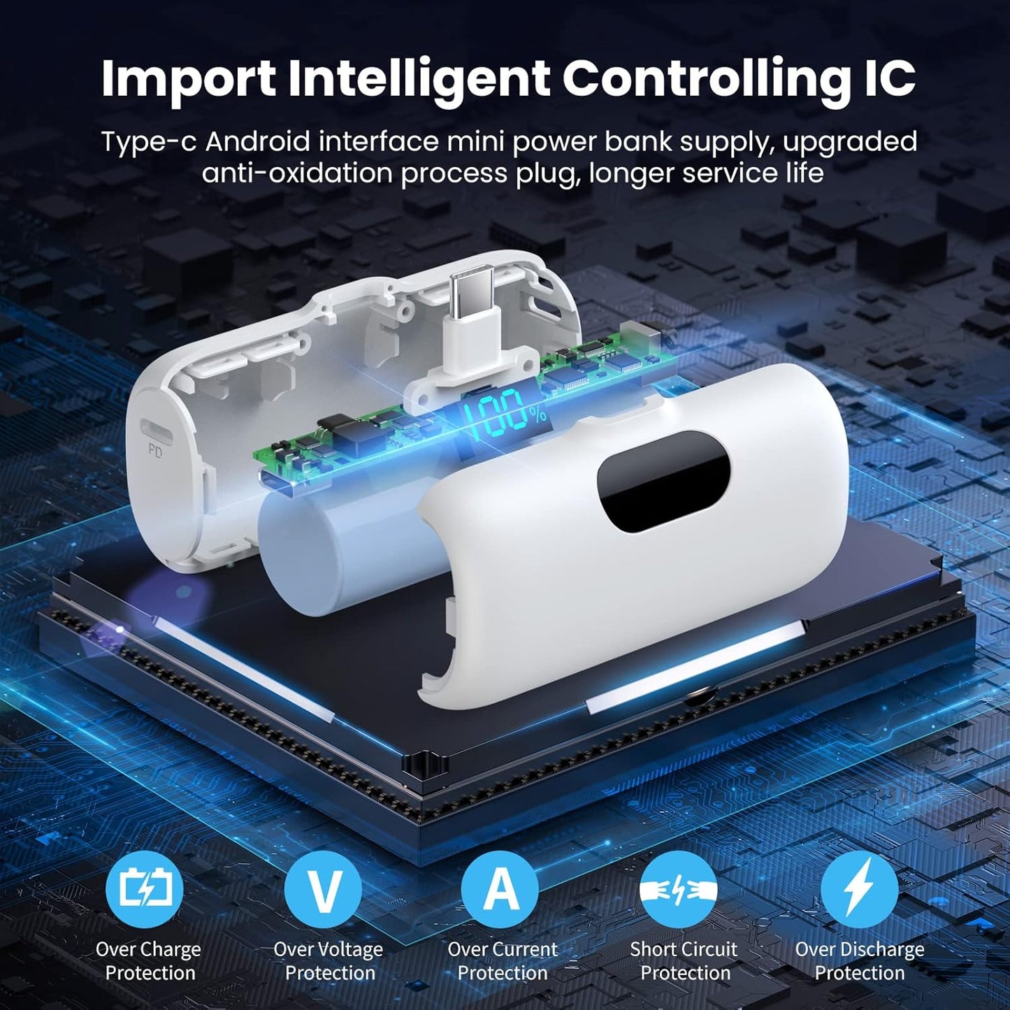 2 mini cargadores portatiles Type-C HX45X2 (USADO)