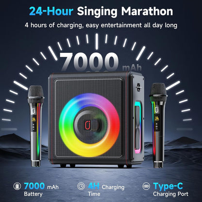 Karaoke PPMIC MS75-T Bluetooth 5.3 Con 3 Micrófonos RGB