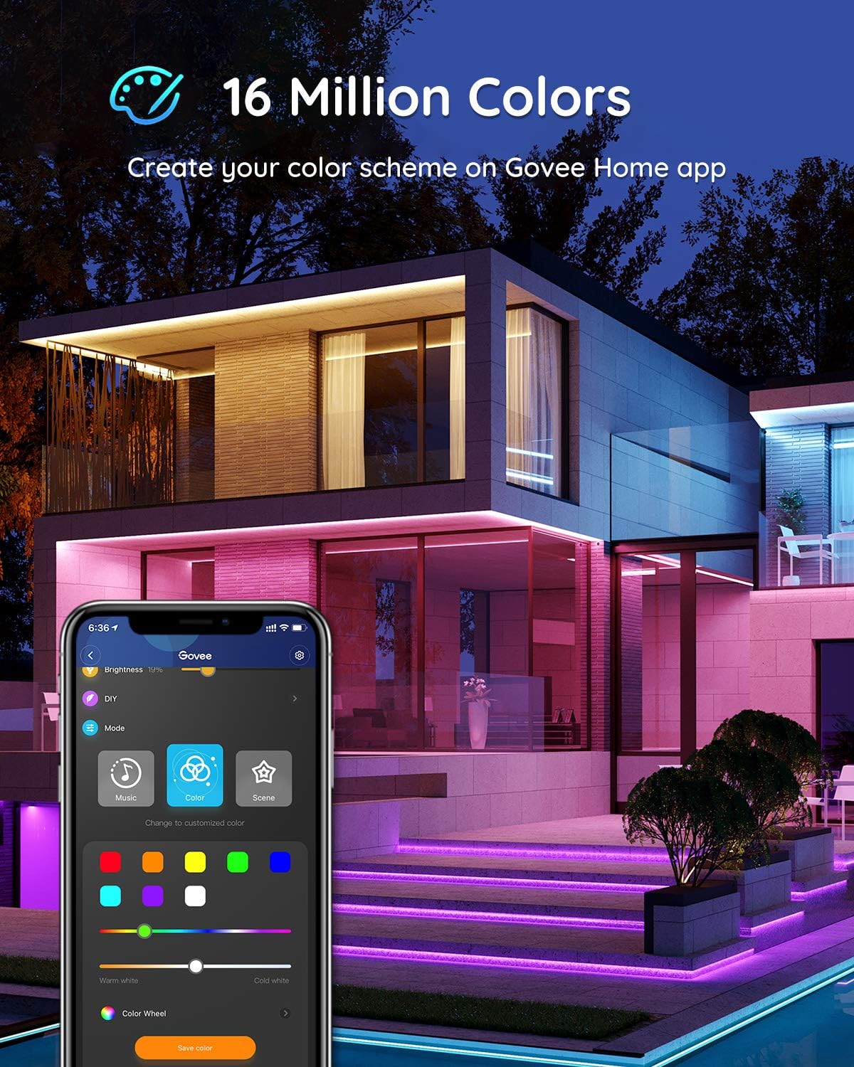 Govee Tira de Luces LED Inteligentes para Exteriores.RGBIC, IP65.