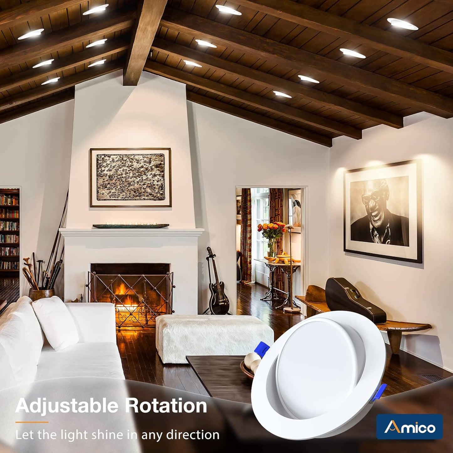 Paquete de 12 luces empotrables, LED de cardán 5CCT de 6".