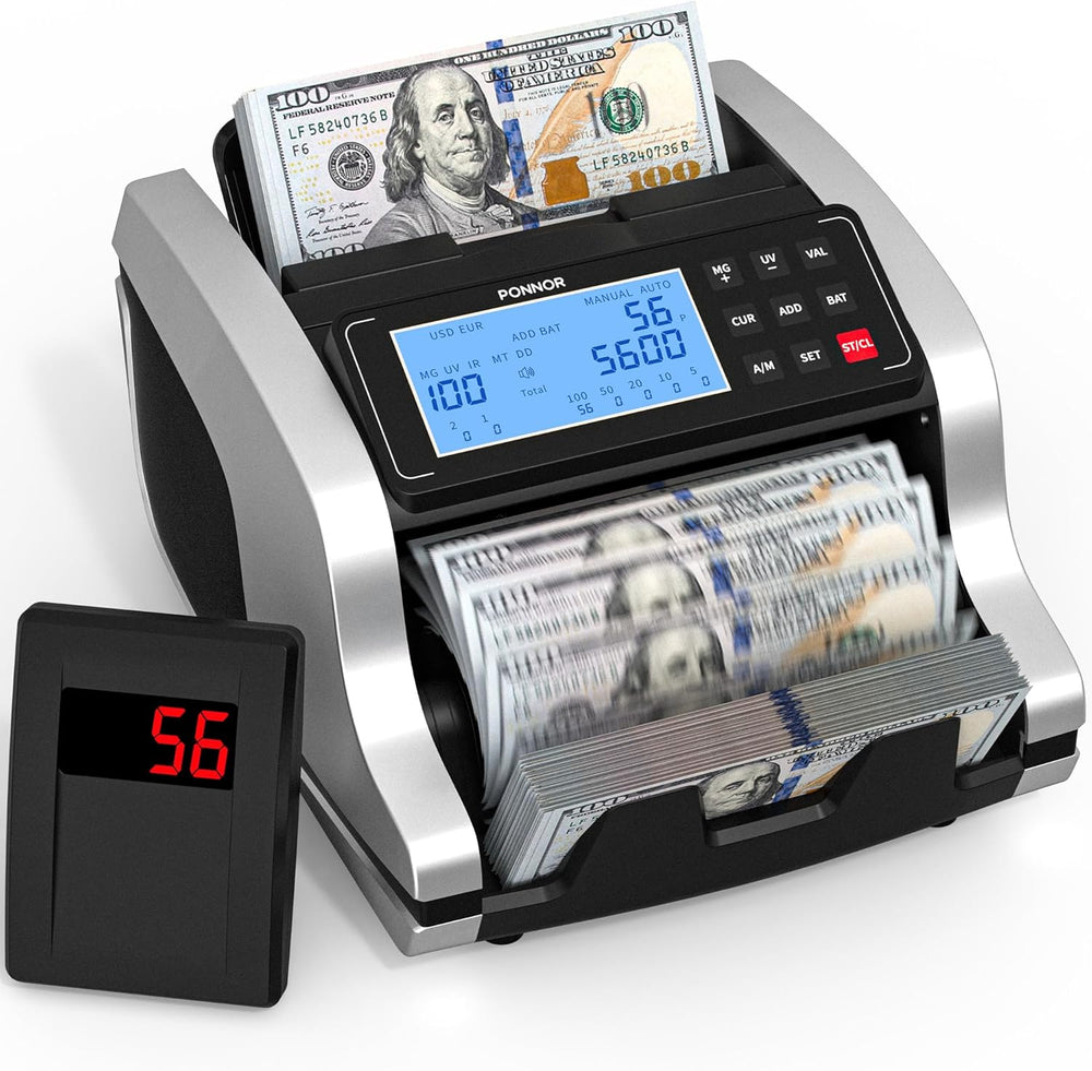 Máquina Contadora De Dinero PONNOR Con Detección De Billetes Falsos