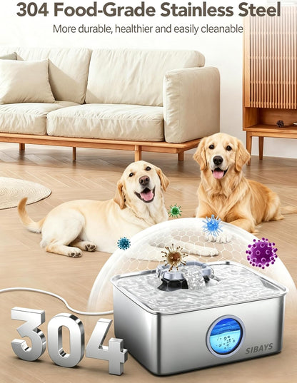 Fuente de agua para perros de 3.69 galones de acero inoxidable SIBAYS
