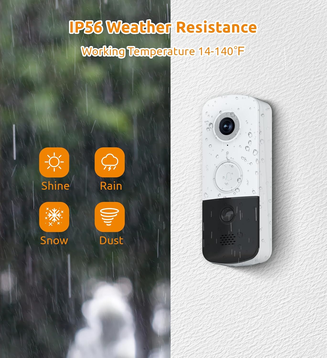 Cámara de video con timbre, conversación de 2 vías, WiFi de 2.4 GHz, TOUCAN