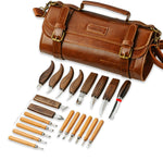 Kit de tallado en madera, 10 cuchillos, 11 cinceles, con bolsa (DETALLE USO)