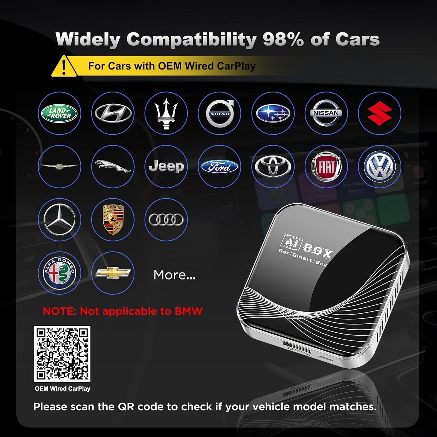 3 en 1 Adaptador inalámbrico CarPlay. Plug & Play