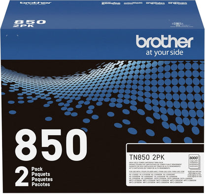 Cartuchos de tóner Brother TN850, Negro, Alto Rendimiento, 2 (1 ABIERTO)