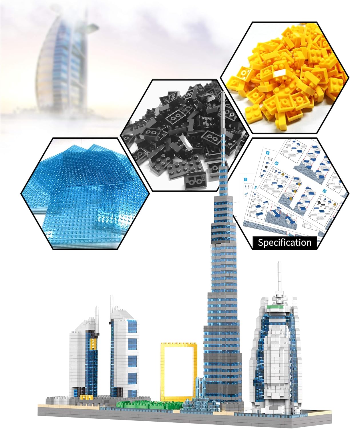 Juego de micro bloques de construcción, Dubai Skyline, 14 años.