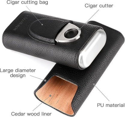 Cool Knight Estuche de Cuero para cigarros, Forro Madera de Cedro.