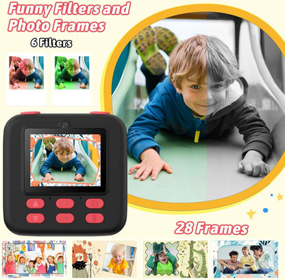 Cámara de fotos instantánea para niños color negro
