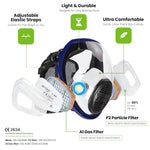AirGearPro G-750 Respirador Máscara facial completa con filtros A1P2 anti-gas.