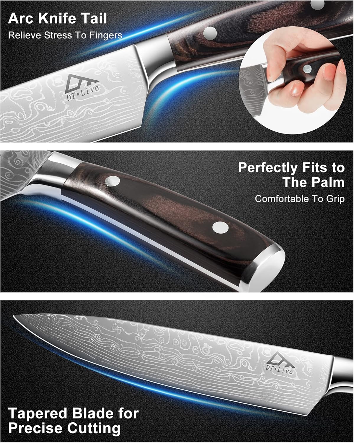 Cuchillo De Chef Dt·live, 8 , P/cocina, Acero Inoxidable.(USADO)