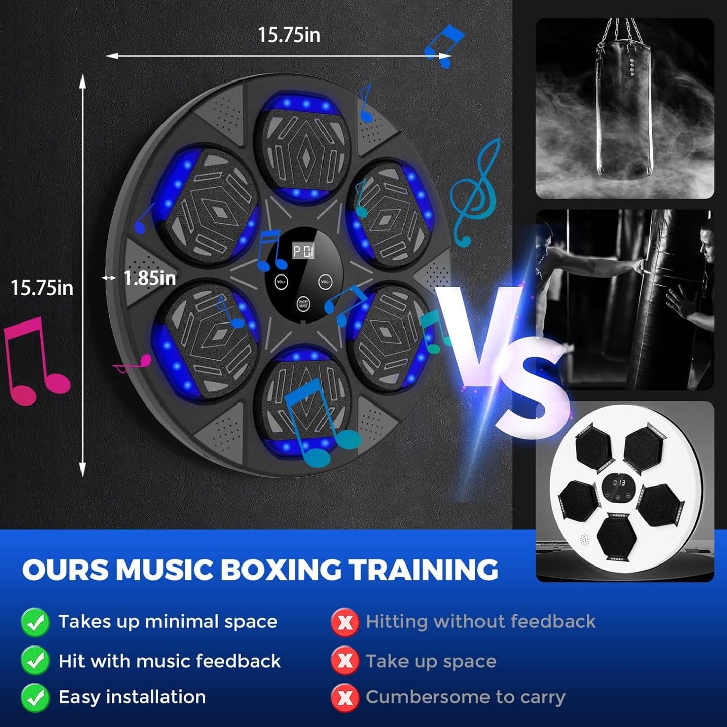 Máquina de entrenamiento de boxeo inteligente con Bluetooth y guantes de boxeo