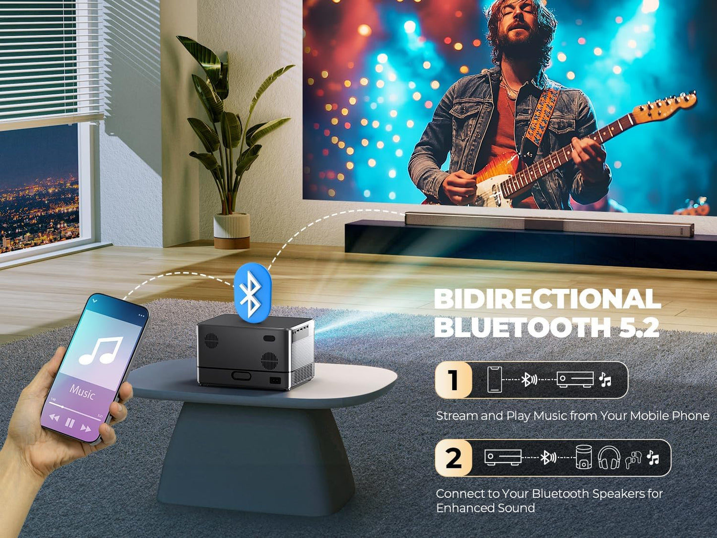 Proyector 4K para exteriores con WiFi 6 y Bluetooth DBPOWER