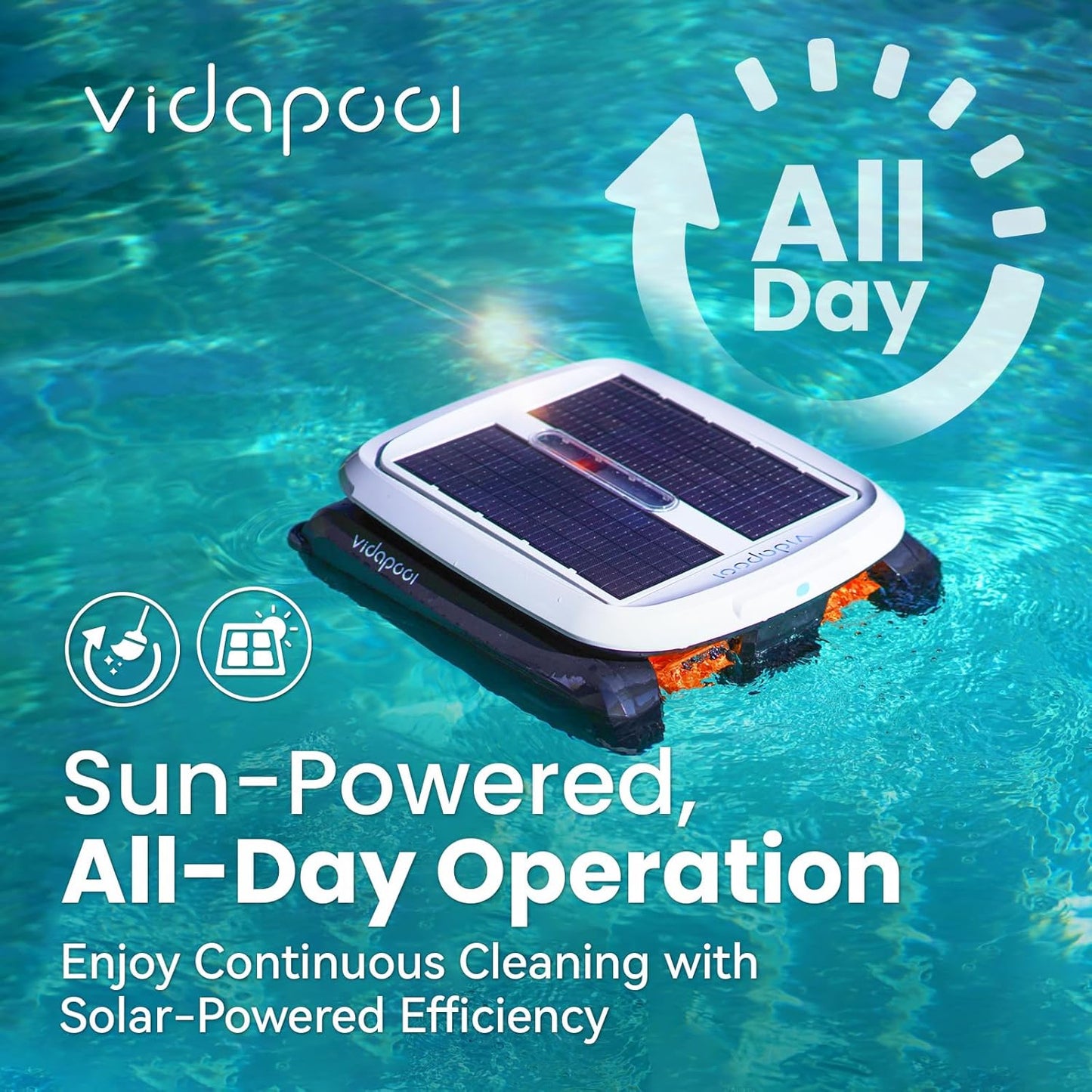 Limpiador automático robótico de piscina con energía solar, VIDAPOOL