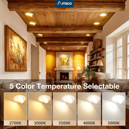 Luces 12 pza LED empotrables de techo con cardán 6 pulgadas, luces direccionales. Amico