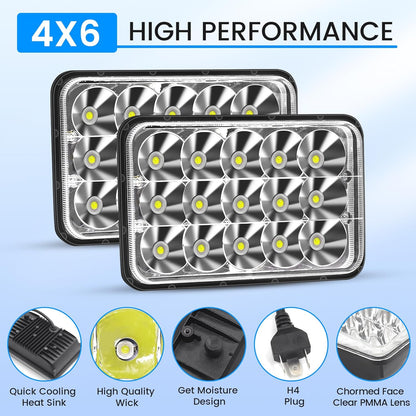 Luces LED de haz de sellado alto/bajo de 4 x 6 " para camioneta todoterreno