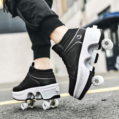 Patines Tipo Tenis Con Ruedas Ocultas Retráctiles EUR 38 25.3CM Negro