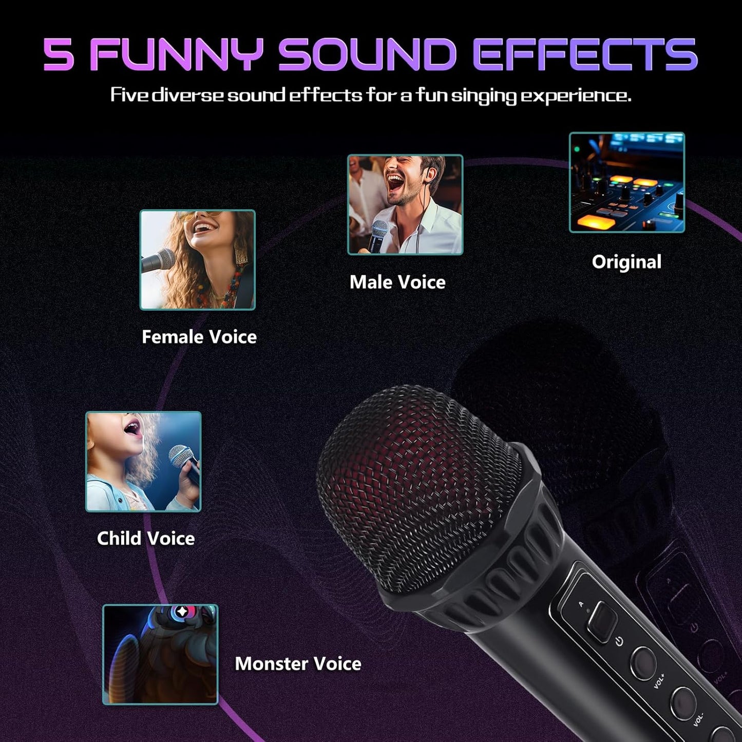 Máquina de karaoke portátil con 2 micrófonos, Bluetooth Fansbe Tech