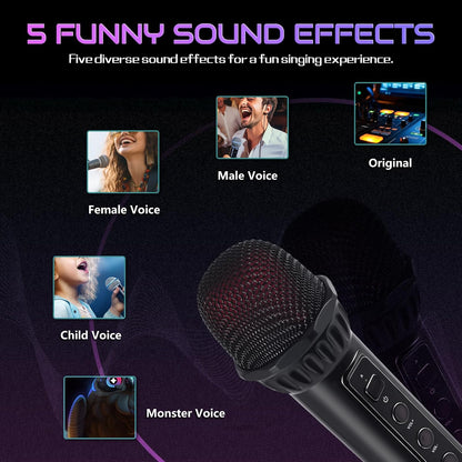 Máquina de karaoke portátil con 2 micrófonos, Bluetooth Fansbe Tech