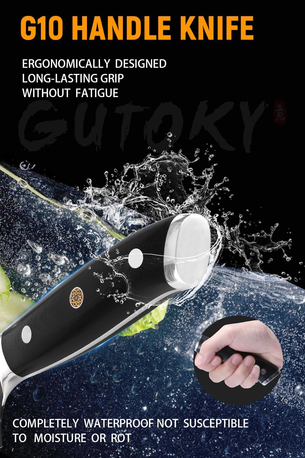 Cuchillo de carnicero japonés afilado, de 7", mango G10, profesional.