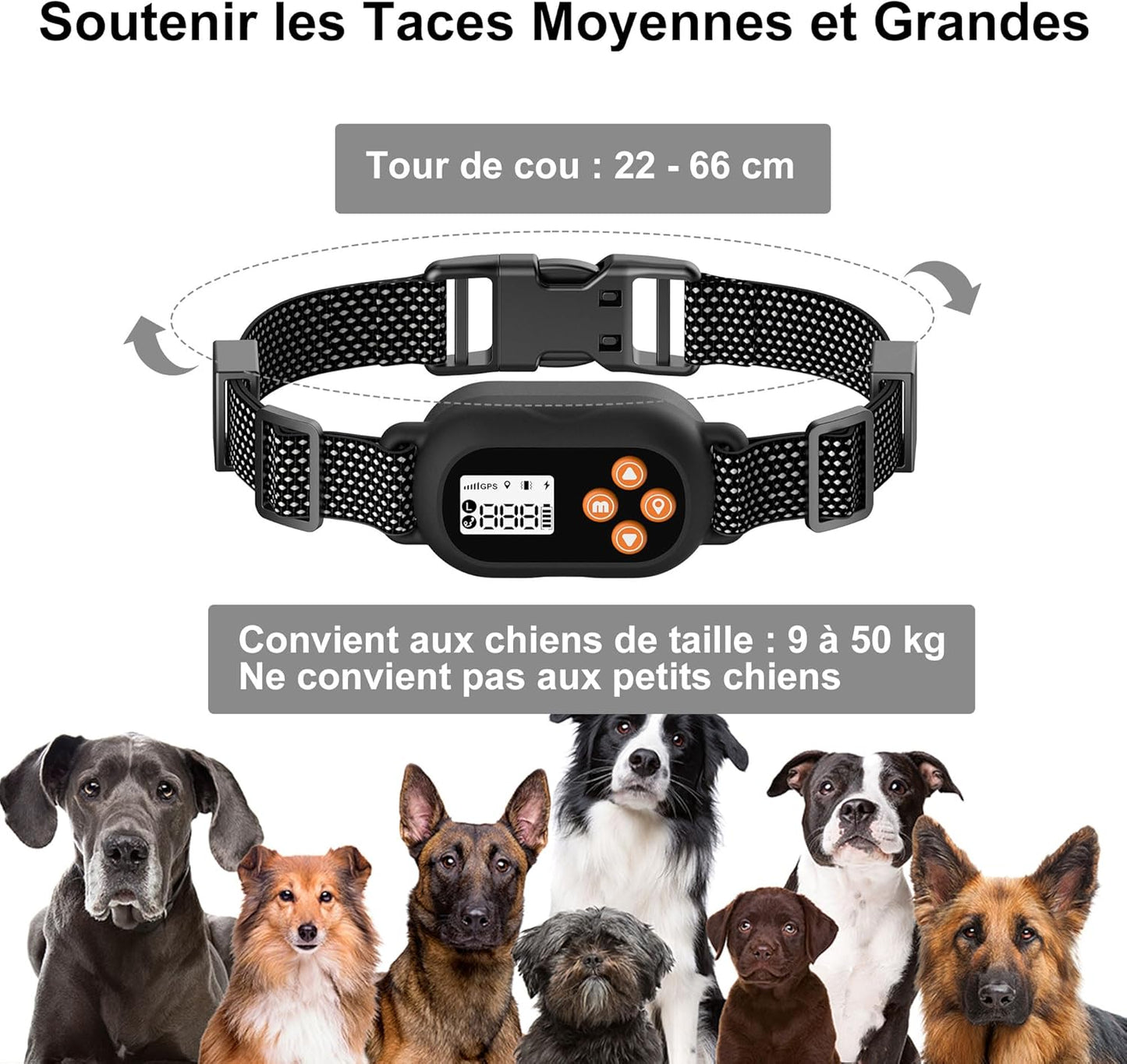 Collar inalámbrico con GPS para perros, valla antiescape con 3 modos.