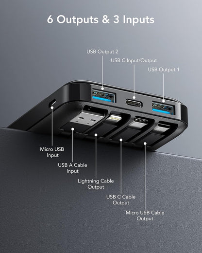 Charmast - Batería portátil con cable integrado 10 000 mAh (Usado)