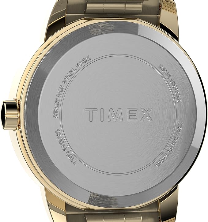 Reloj TIMEX, con fecha, dorado, extensible expandible, acero inoxidable.