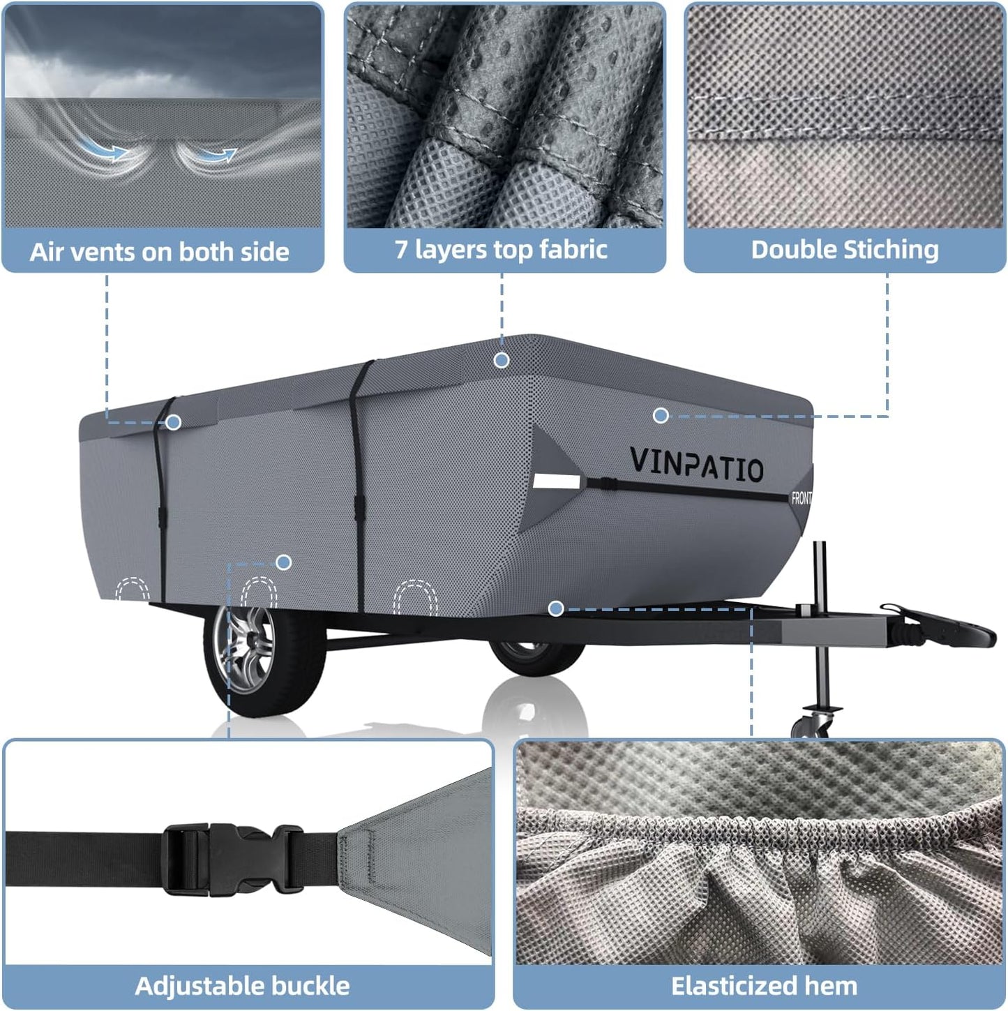 Funda plegable para caravana, impermeable, anti-UV, correas anti-viento.