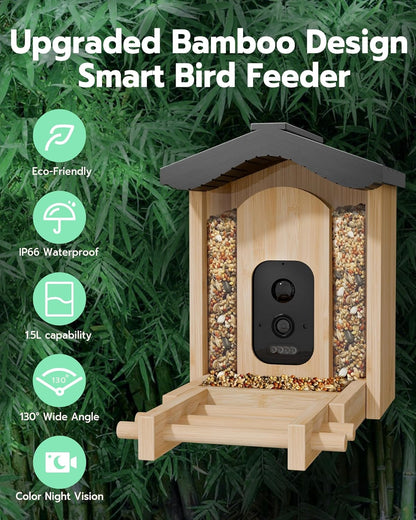 Comedero inteligente para pájaros, Panel solar Wi-Fi 2.4.