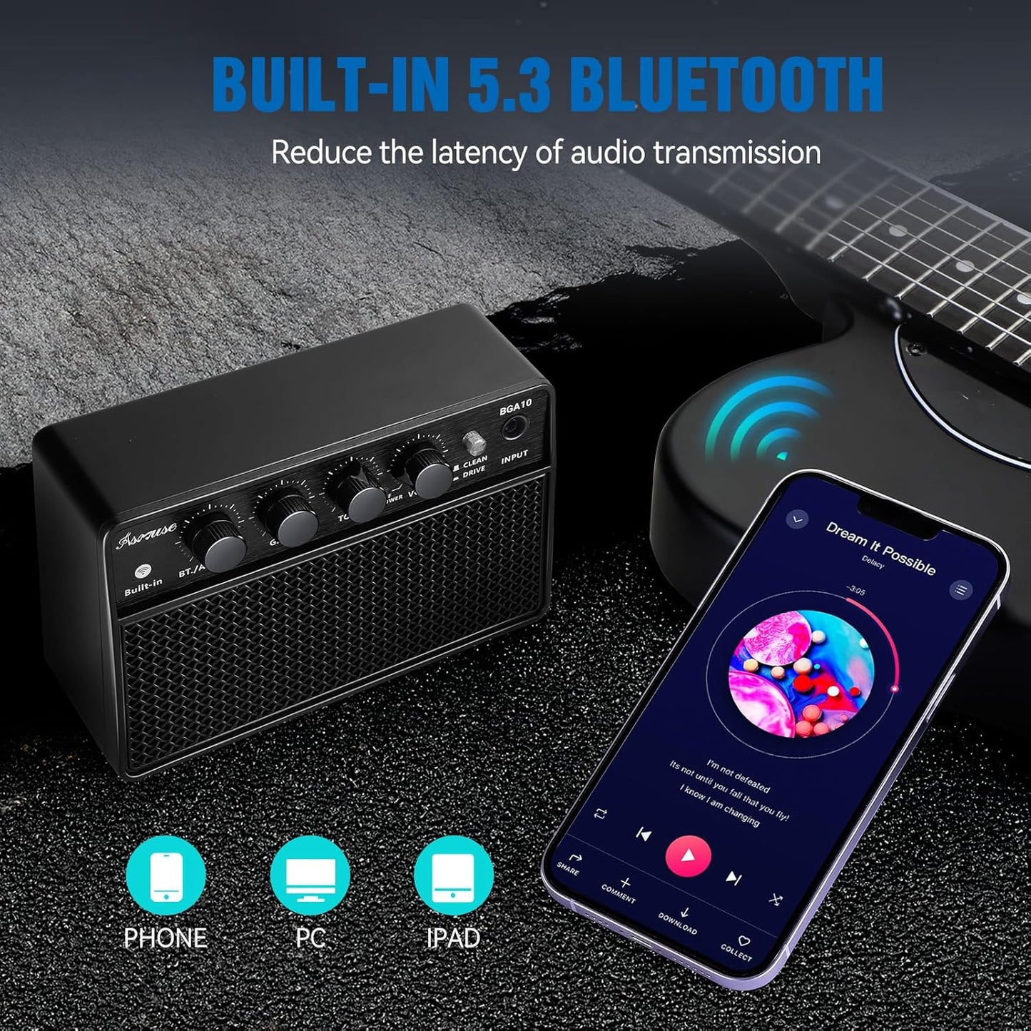 Amplificador de guitarra eléctrica portátil de 10W, Asmuse BGA-10.