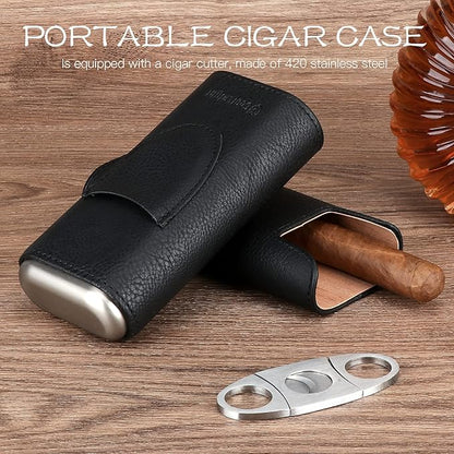 Cool Knight Estuche de Cuero para cigarros, Forro Madera de Cedro.