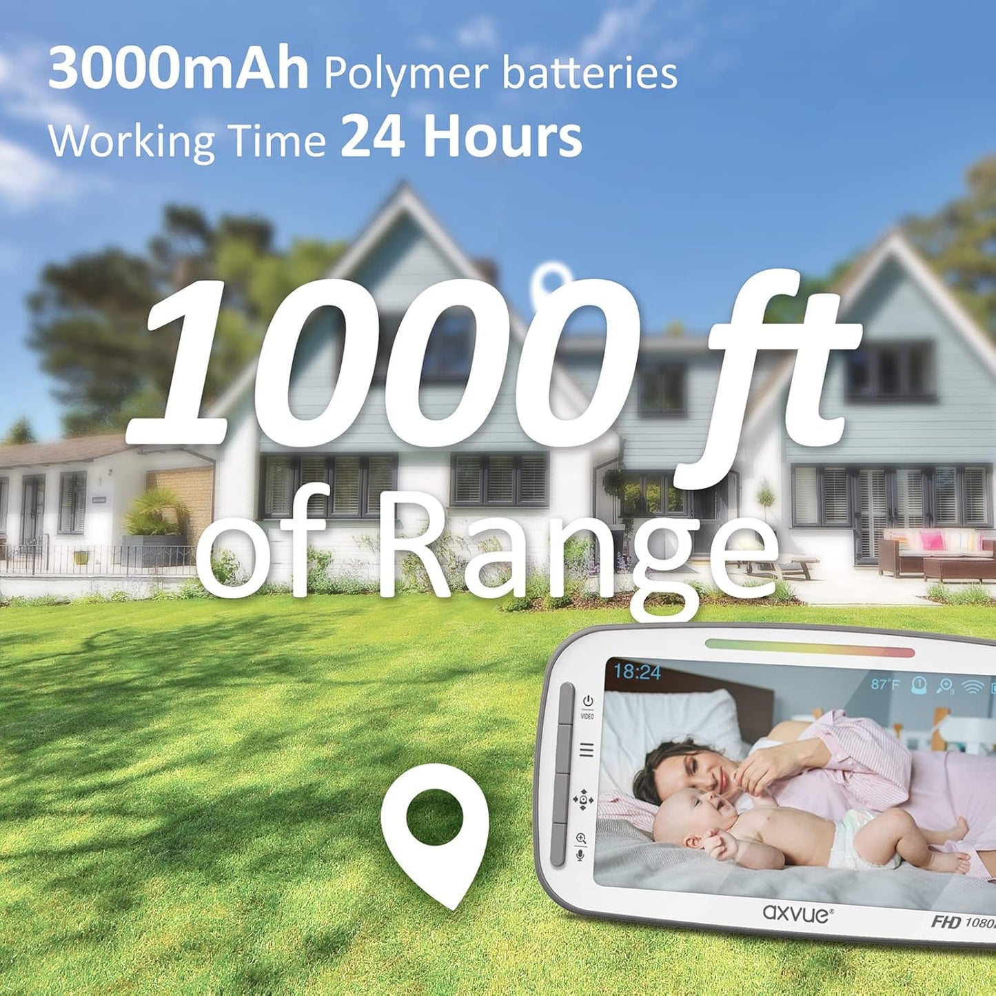 Monitor de video para bebé, Full HD de 1080P,  monitor IPS de 5.5".