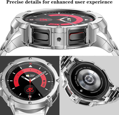 Funda y correas para reloj de acero inoxidable, ajustable, 44mm.