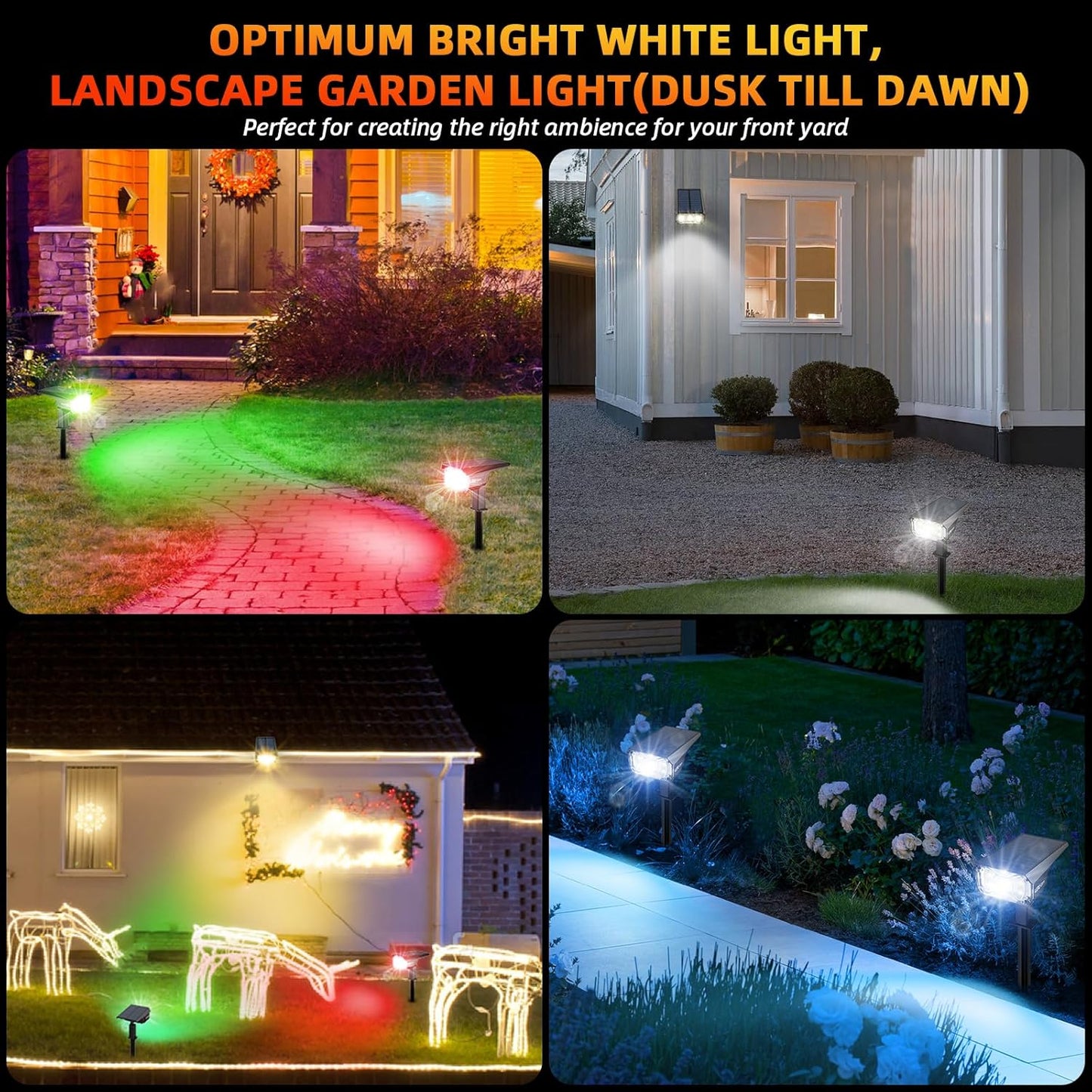 Luces solares, con color, para exteriores, impermeables, 9 modos.