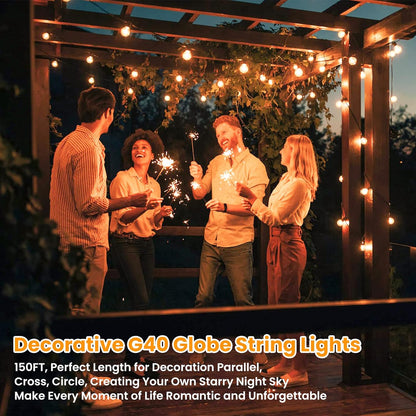 Tira de luces LED G40 de 150 pies para exteriores, impermeables.
