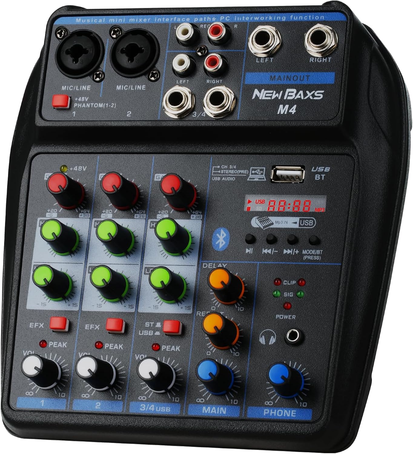 Mezclador de audio para DJ, NEW BAXS Sound Mixer Board.
