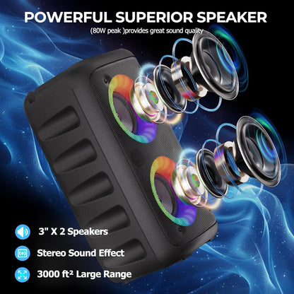 Karaoke - Altavoz Bluetooth con 2 micrófonos para Adultos y niños.