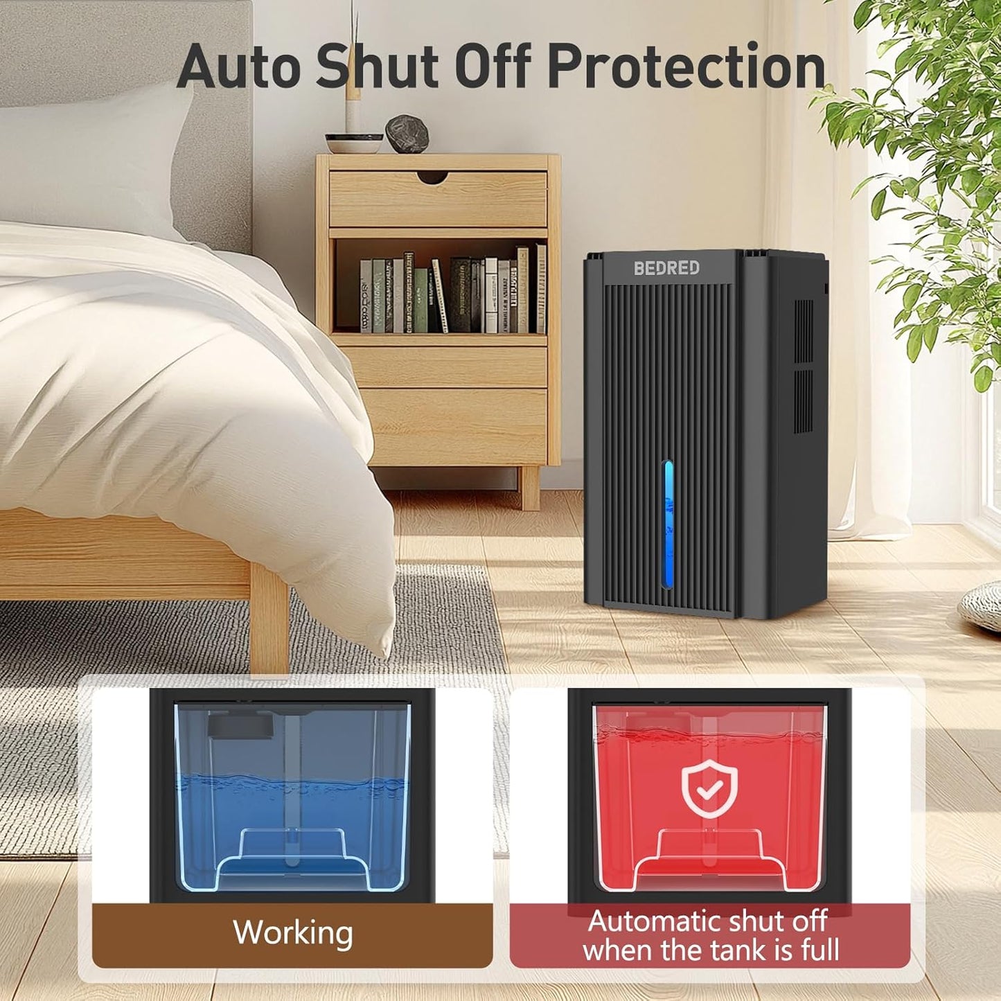 Deshumidificador de 95 onzas para el hogar, apagado automático.