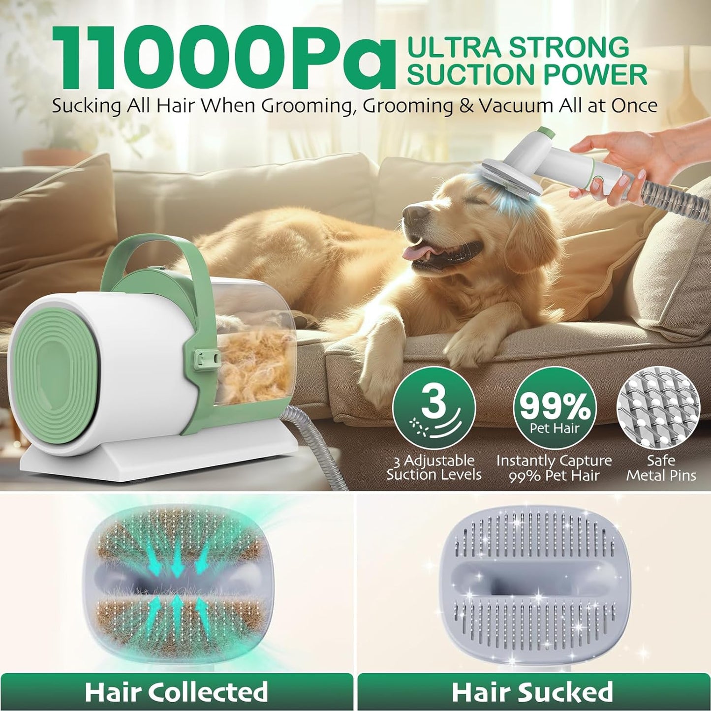 Kit de aseo para mascotas, con cortaúñas, cap 2.5 lts, desmontable.