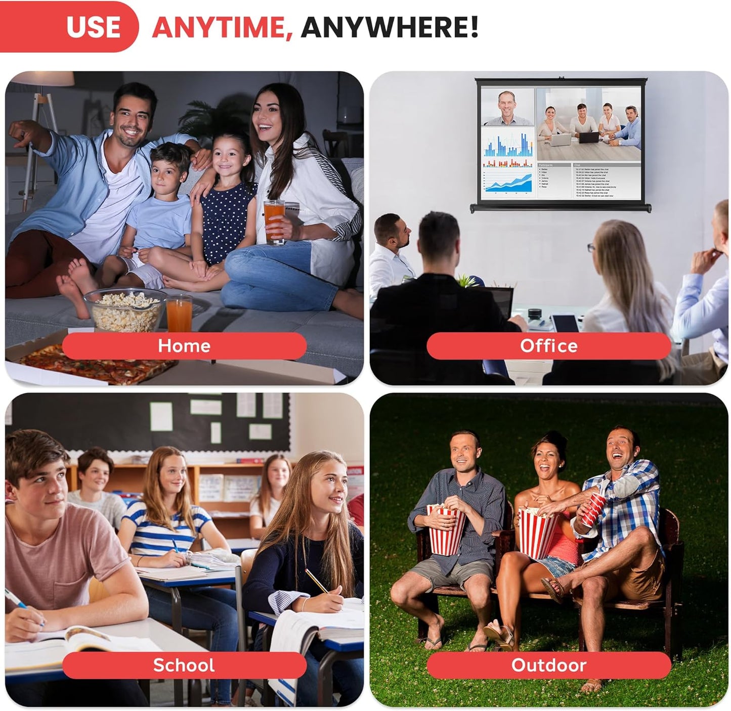 Pantalla portátil para proyector, Liviana y Duradera, PYLE.