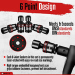 Juego de llaves Wett HZ03901, 18 pzs  1/2" giratorias 10-24mm