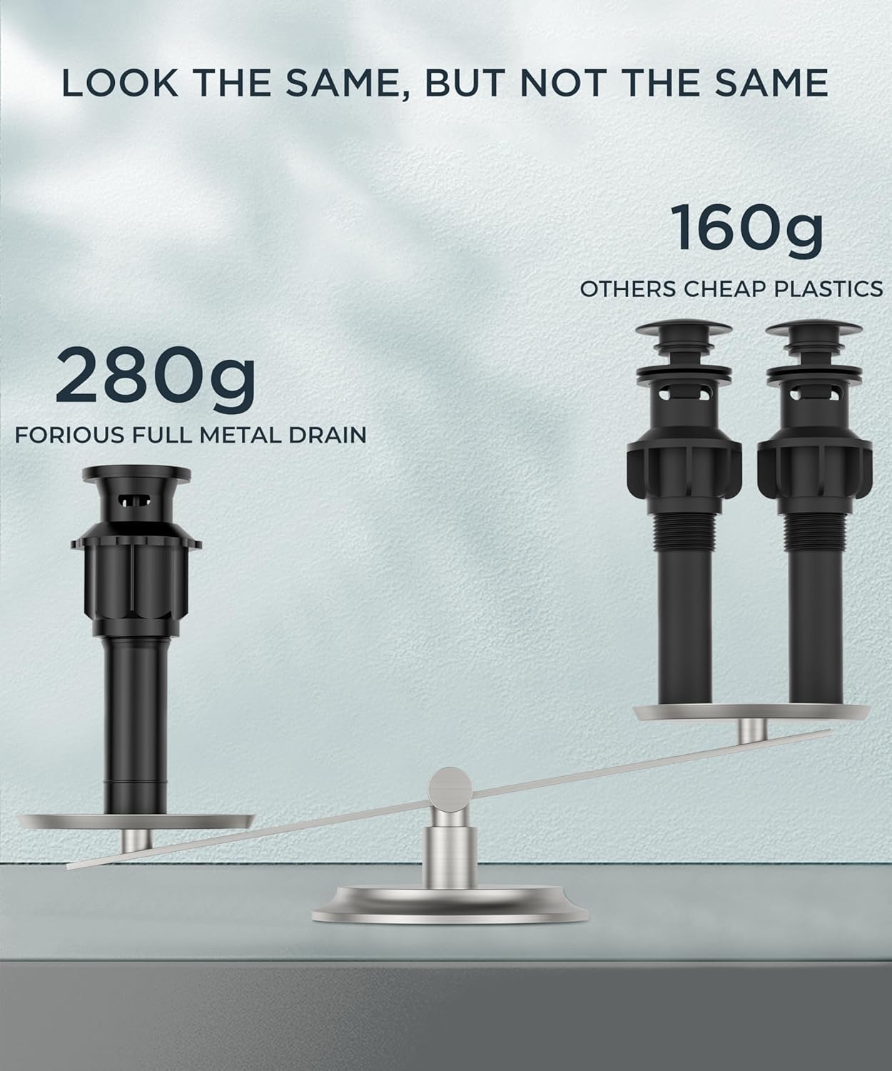 Grifo de baño negro, de 3 agujeros, 2 manijas de 8", Forious, Negro.