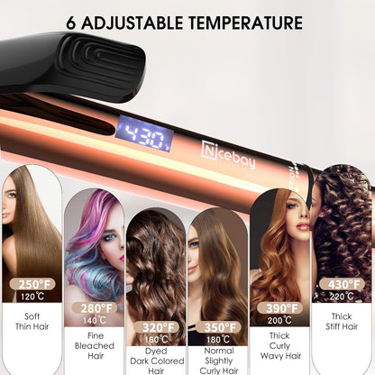 Nicebay Rizador de pelo, revestimiento de cerámica, profesional.