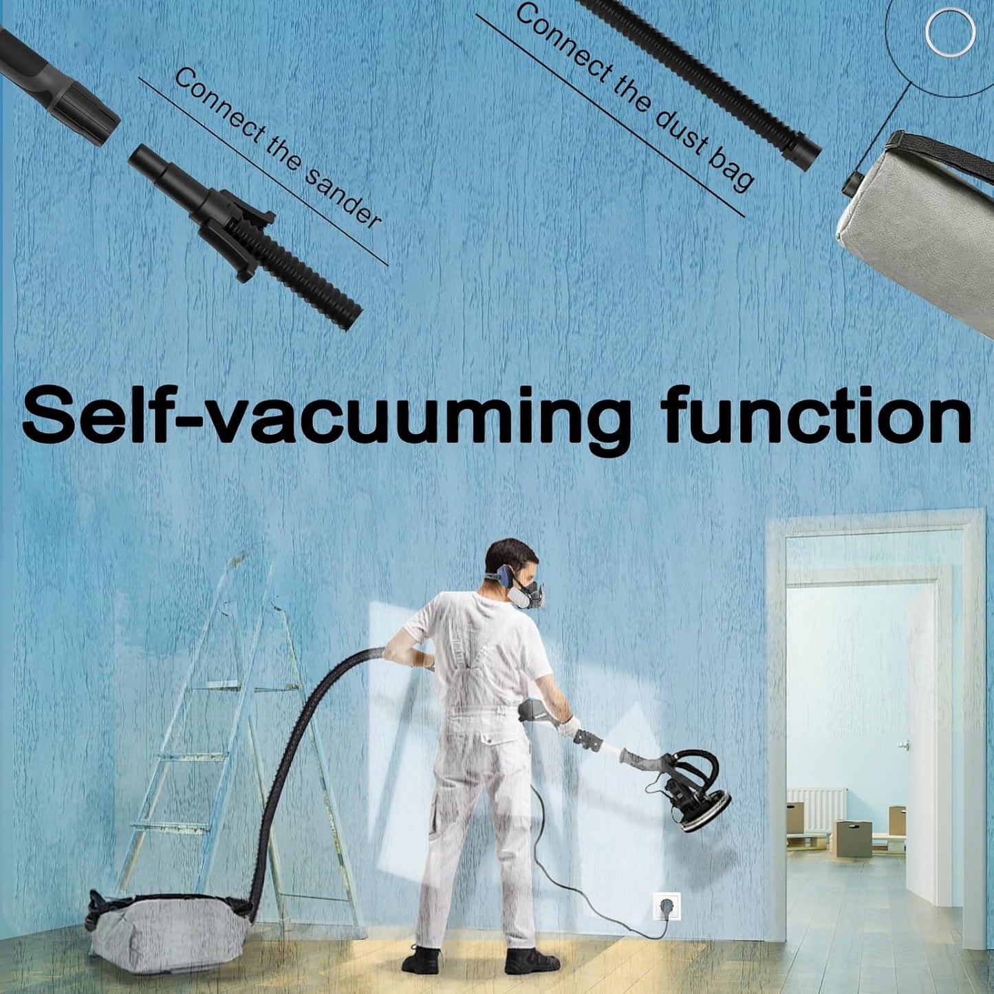 Lijadora eléctrica de 9,5 A con velocidad variable de 600 a 2600 RPM.