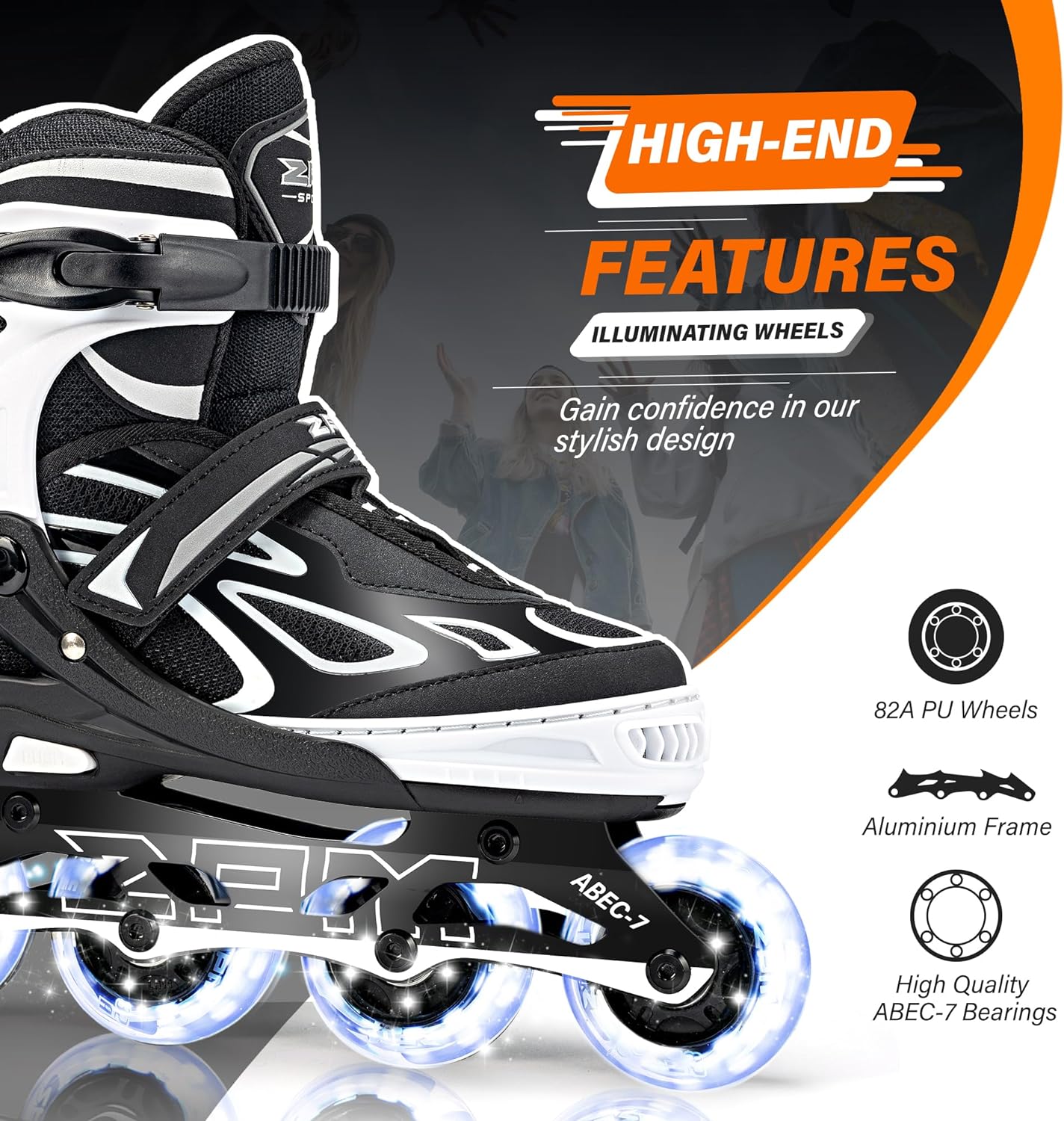 Patines en línea Intermitentes Ajustables, 2PM SPORTS Vinal