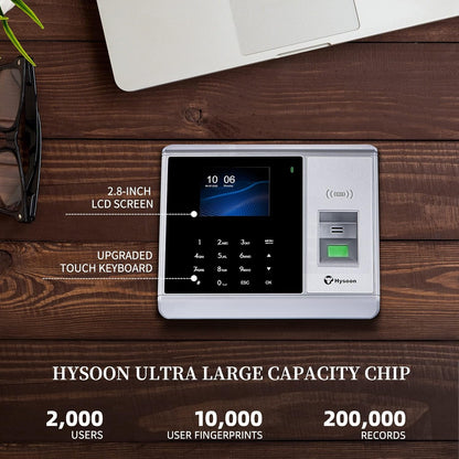 Reloj de control de tiempo, biométricos de huellas dactilares Hysoon USADO