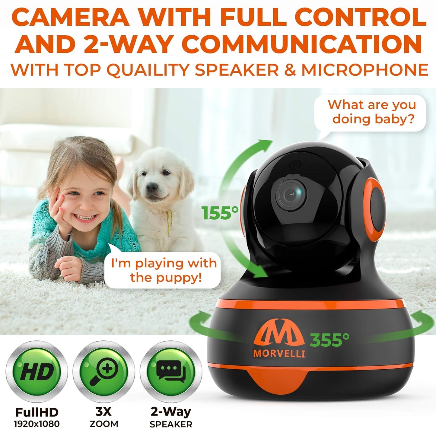 Morvelli FHD22 WiFi Cámara de Seguridad para el hogar 2.4 GHz.