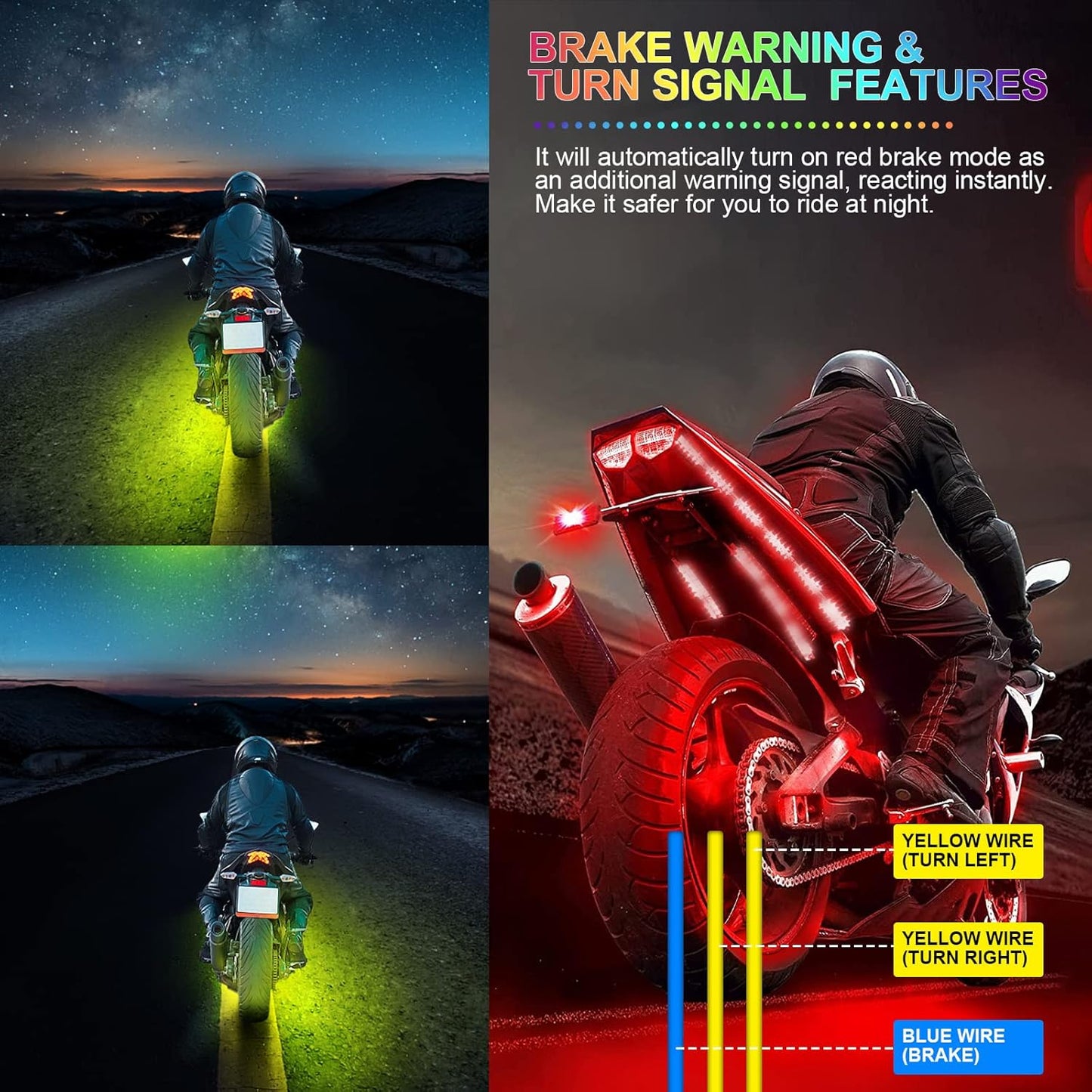 Kit de 16 luces LED, RGB para motocicleta, control de aplicación.
