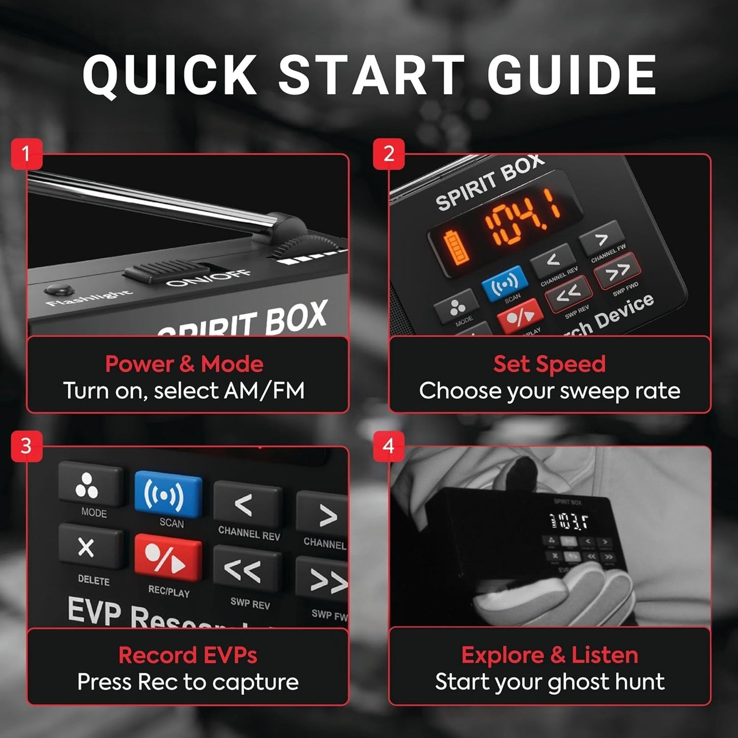 Kit de equipo de Ghost Hunter's Choice con SD de 32 GB, radio BT.