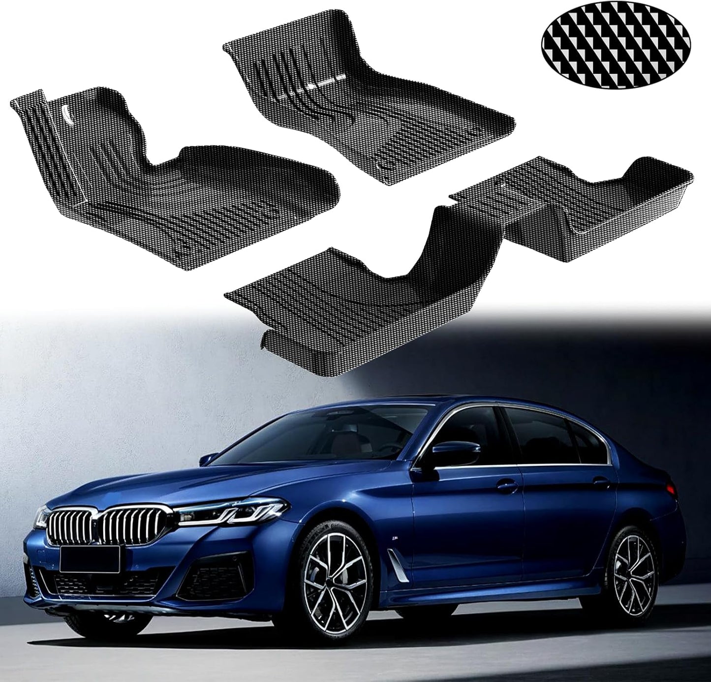 Alfombrillas de fibra de carbono aptas para BMW Serie 5 2017-2023